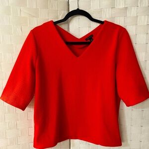 Ann Taylor V Neck Orange Textured Blouse for Work Blouse for Office